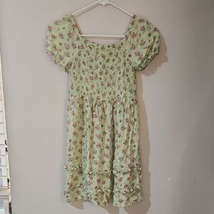 Children's Place Light Green Floral Casual Dress